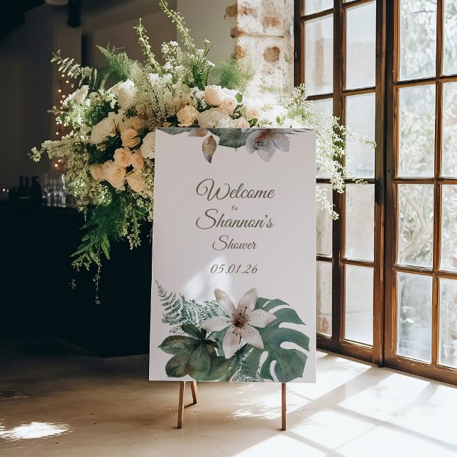 Tropical Bridal Shower Welcome Sign | Jungle Green (Creator Uploaded)