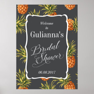 Tropical Bridal Shower Welcome Sign Pineapple