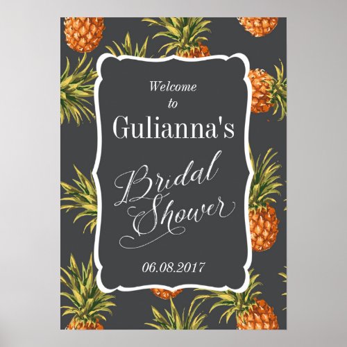 Tropical Bridal Shower Welcome Sign Pineapple
