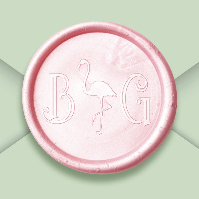 tropical bride groom initials flamingo wax seal sticker (Creator Uploaded)