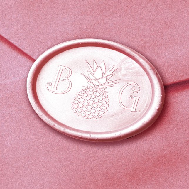 tropical bride groom initials floral design wax seal sticker (Creator Uploaded)
