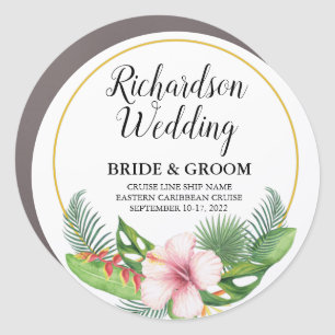 Tropical Bride & Groom Wedding Cruise Door Magnet