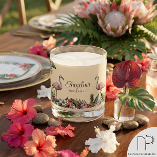 Tropical Bridesmaid Floral Pink Flamingo Scented Candle