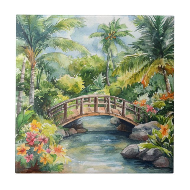 Tropical Bridge Ceramic Tile (Front)