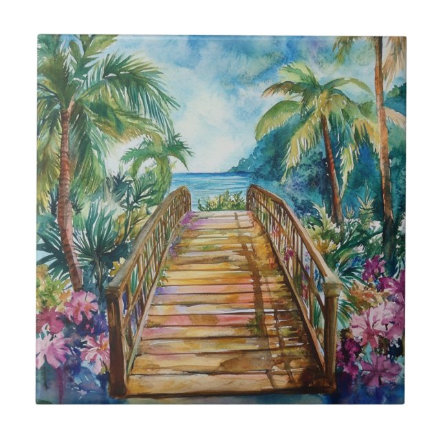Tropical Bridge Ceramic Tile (Front)