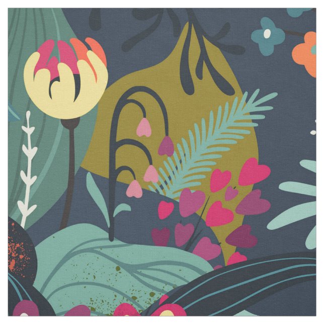 Tropical Bright Exotic Floral Pattern Fabric (Swatch)