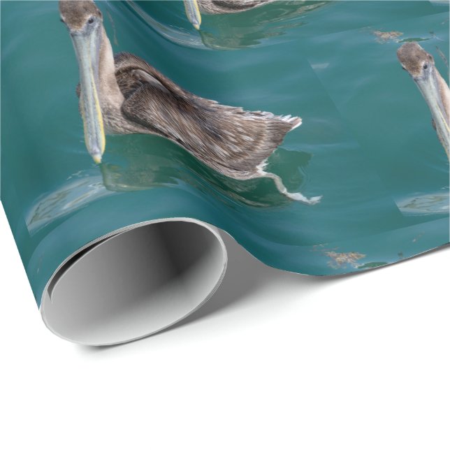 Tropical Brown Pelican  Wrapping Paper (Roll Corner)