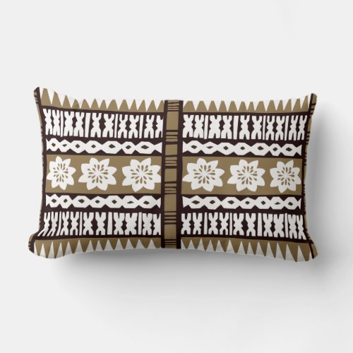 Tropical Brown Tapa Cloth 13x20 Lumbar Pillow