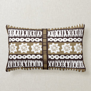 Tropical Brown Tapa Cloth 13"x20" Lumbar Pillow