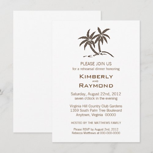 Twin Palm Trees Rehearsal Dinner Invitations