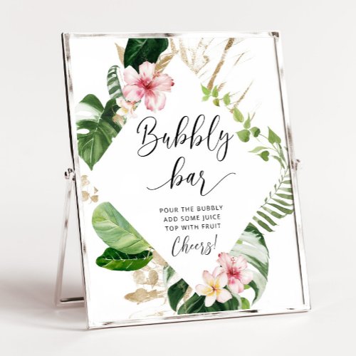 Tropical bubbly bar bridal shower sign