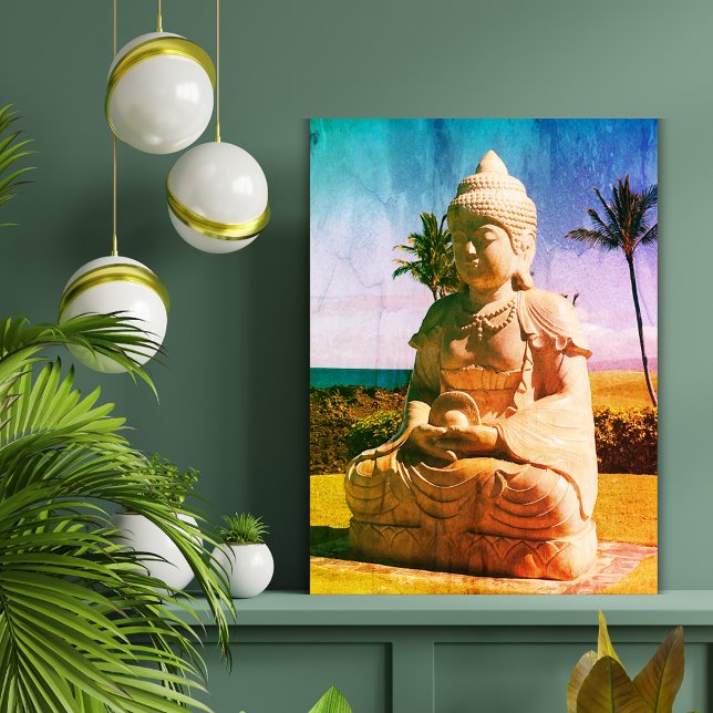 Tropical Buddha Zen Meditation Canvas Print (Add peaceful tropical vibes to your home with this Colorful Buddha Canvas Print perfect zen wall art)