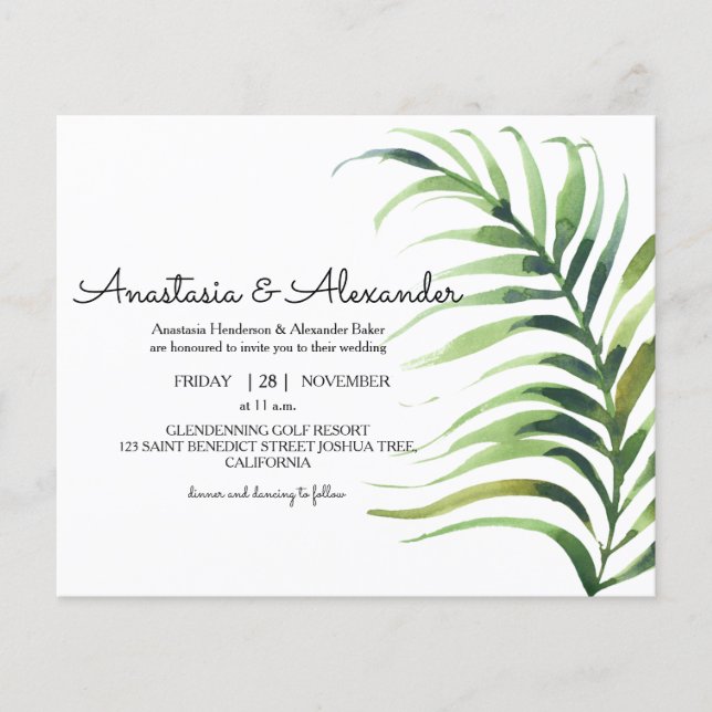 Tropical Budget Invitation to wedding ceremony. Flyer (Front)
