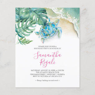 Tropical Budget Sweet 16 Birthday Party Invitation Flyer