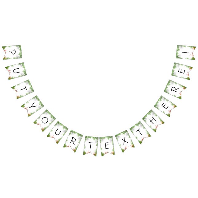 Tropical Bunting Banner with Green Palms and Vibra (All)