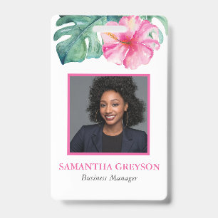 Tropical Business Branding Photo Name Tag Badge