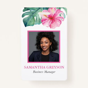 Tropical Business Branding Photo Name Tag Badge