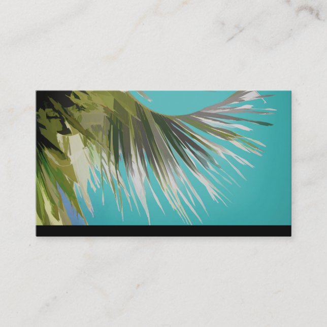 tropical business card template palm tree art (Front)