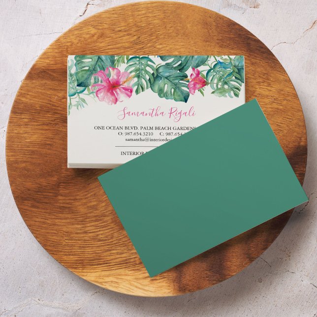 Tropical Business Cards with Watercolor Hibiscus. (Creator Uploaded)