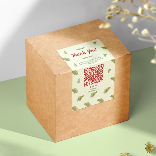 Tropical Business Thank You Box Seal Label QR_code