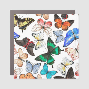 Tropical butterflies: colorful watercolor pattern. car magnet