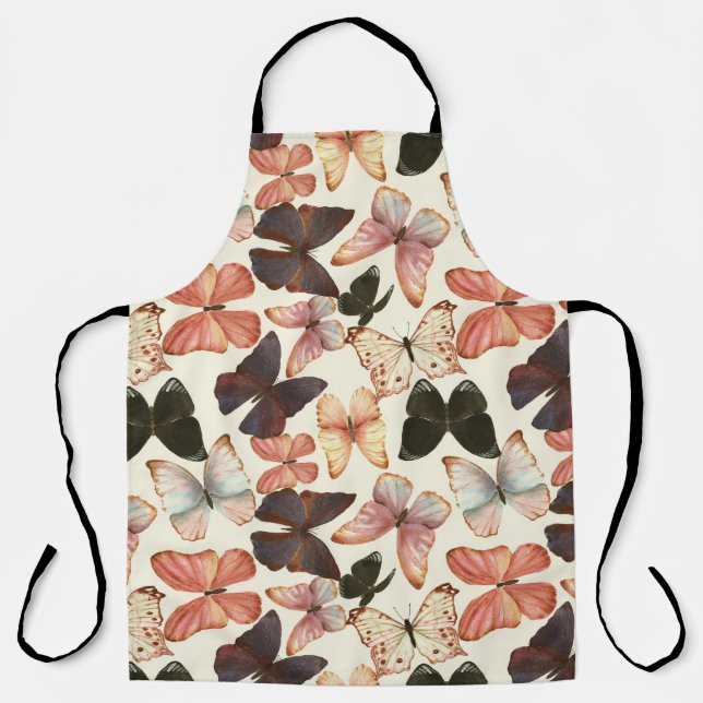 Tropical Butterflies: Watercolor Seamless Pattern. Apron (Front)