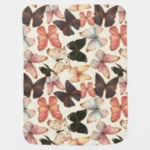 Tropical Butterflies: Watercolor Seamless Pattern. Baby Blanket