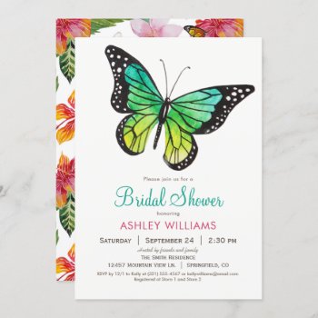 Tropical Butterfly Bridal Shower Invitation by Card_Stop at Zazzle