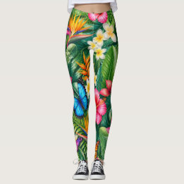 Tropical Butterfly Pattern Leggings