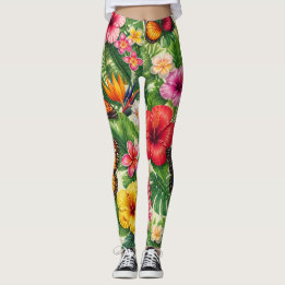 Tropical Butterfly Pattern Leggings