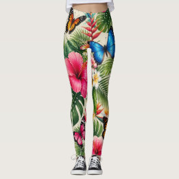 Tropical Butterfly Pattern Leggings