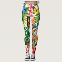 Tropical Butterfly Pattern Leggings