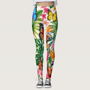Tropical Butterfly Pattern Leggings