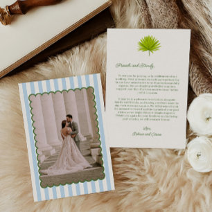Tropical Cabana Striped Wedding Photo Thank You Card