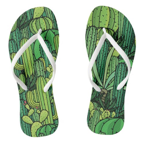 Tropical Cactus Flip Flops