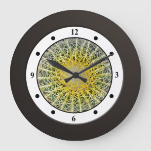 Tropical Cactus Plant Modern Digits Large Clock