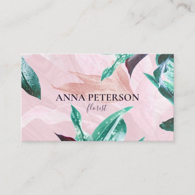 Tropical Calla Lilly Floral Pink Elegant Business  Business Card (Front)