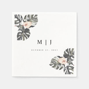 Tropical Calla Lily Minimalist Wedding Cocktail Napkins
