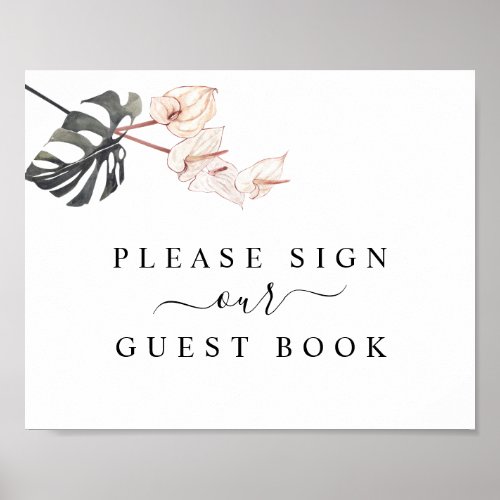 Tropical Calla Lily Wedding Guest Book Sign