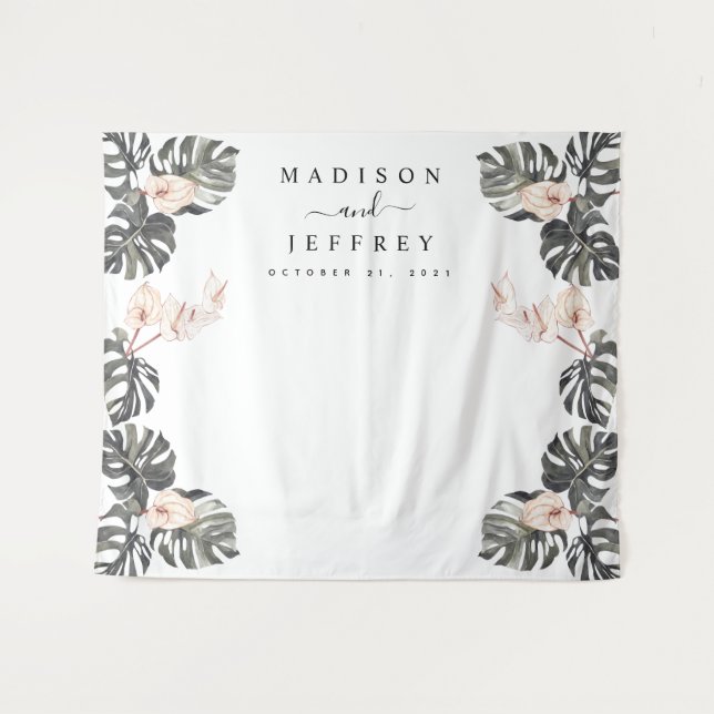 Tropical Calla Lily Wedding Photo Backdrop (Front (Horizontal))