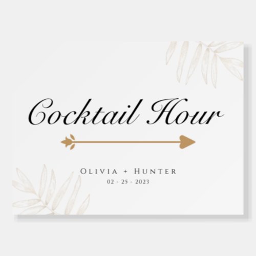 Tropical Calligraphy Wedding Cocktail Hour Sign