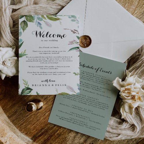 Tropical Calligraphy Wedding Welcome Letter