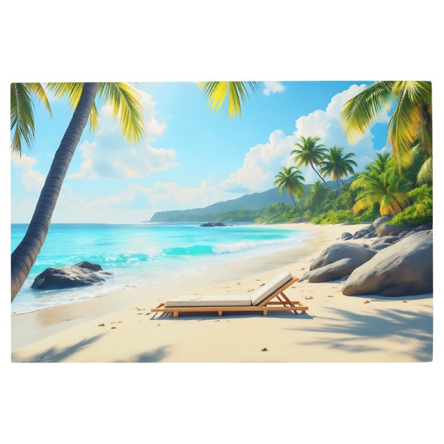 Tropical Calm — Sunlit Palm Beach | Metal Wall Art (Front)
