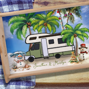 Tropical Camping Christmas Custom Serving Tray