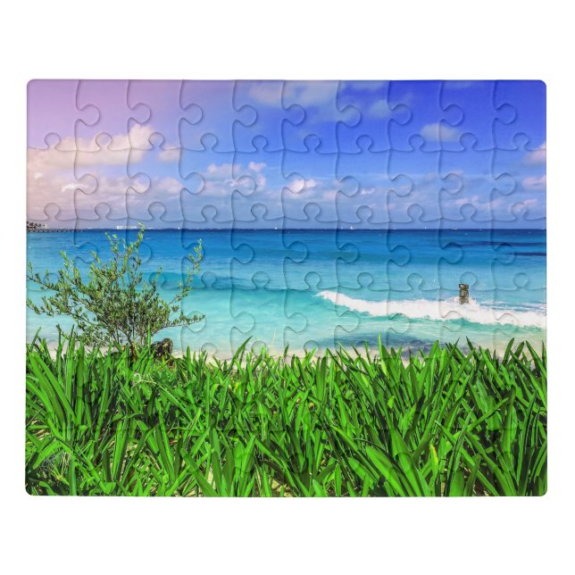 Tropical Cancun Mexico Beach Sea Paradise Jigsaw Puzzle (Puzzle Horizontal)