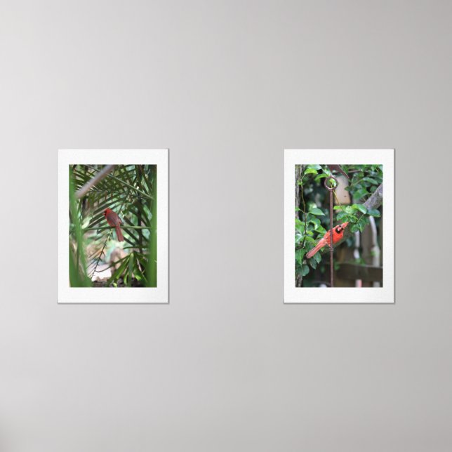 Tropical Cardinal in the palms Wall Art Sets (Front)