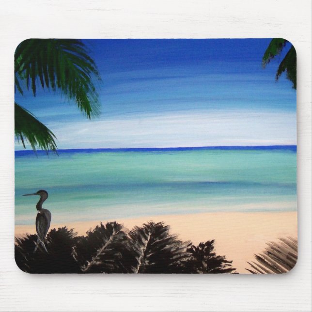 Tropical Caribbean Beach Island Mouse Pad Art (Front)
