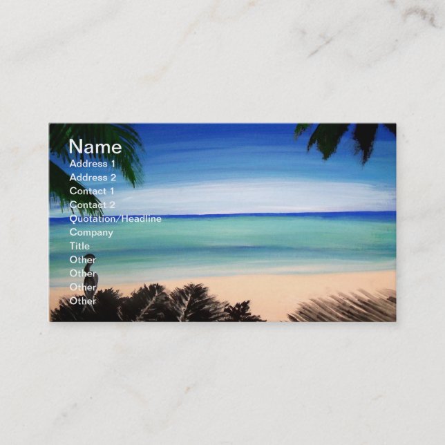 Tropical Caribbean Beach island view Business Card (Front)