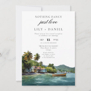Tropical Caribbean Elopement Wedding Reception Invitation