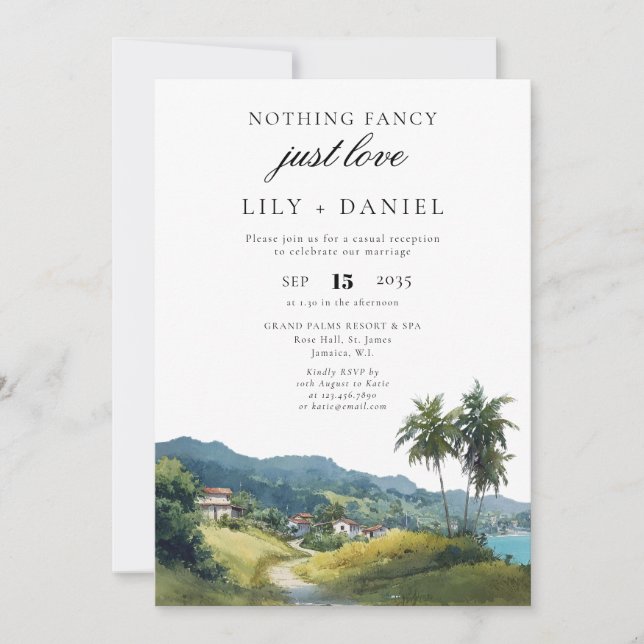 Tropical Caribbean Elopement Wedding Reception Invitation (Front)
